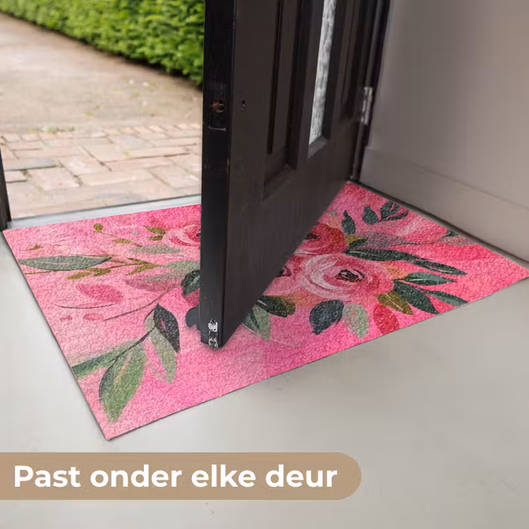 Deurmat - Bloemen - Verf - Roze — 7