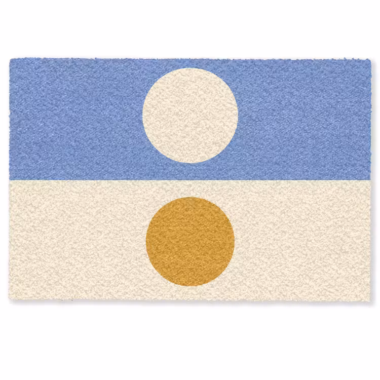 Deurmat - Cirkels - Symmetrisch - Wit - Blauw- Geel — 1