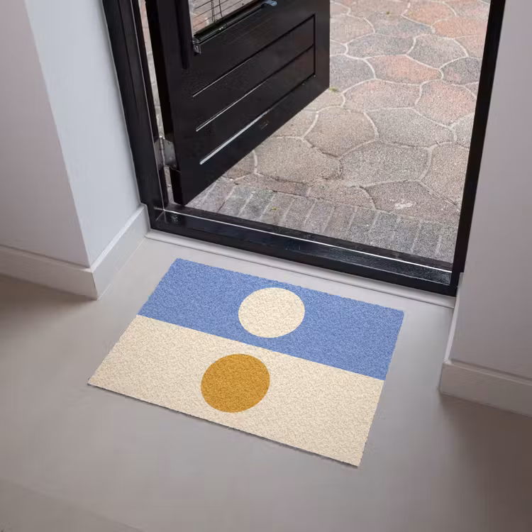 Deurmat - Cirkels - Symmetrisch - Wit - Blauw- Geel — 4