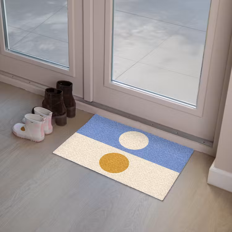 Deurmat - Cirkels - Symmetrisch - Wit - Blauw- Geel — 8