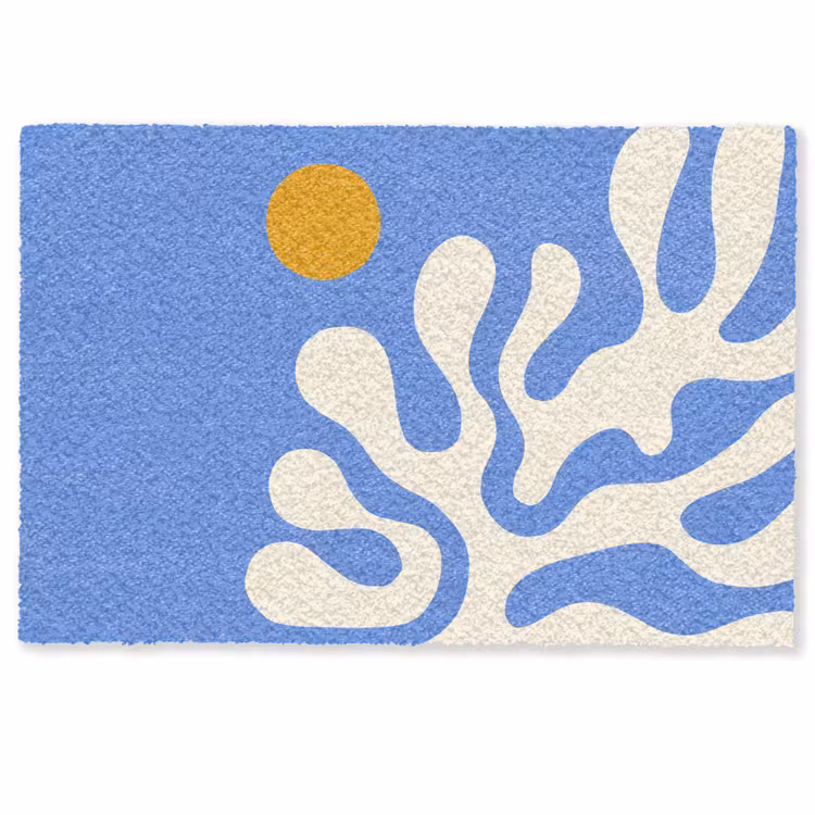 Deurmat - Minimalistisch - Organisch patroon - Blauw — 1