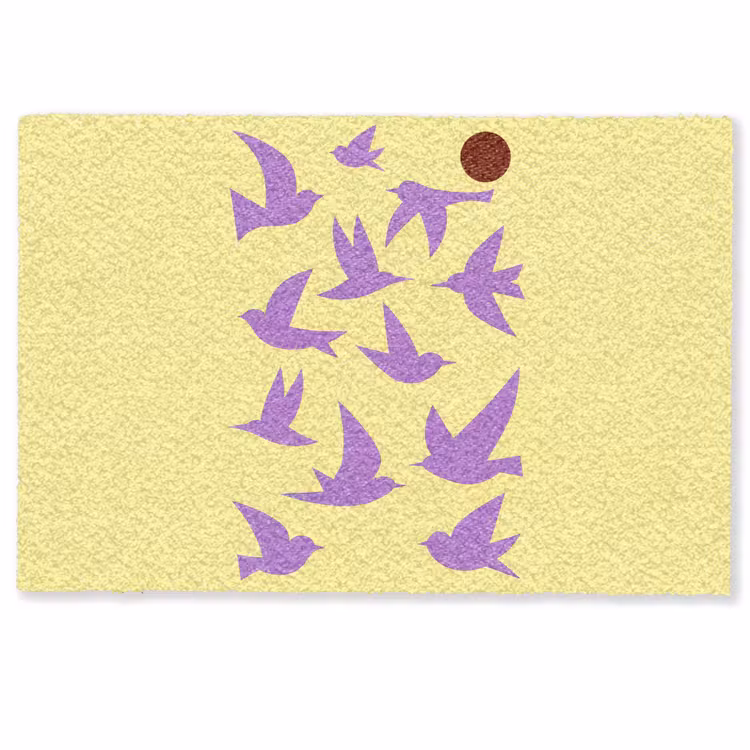Deurmat - Vogels - Cirkel - Geel - Beweging — 1