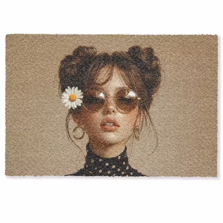 Deurmat - Vrouw - Beige - Bloem - Modern - Portret — 1