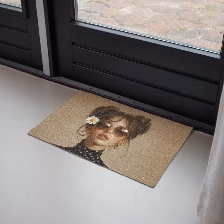 Deurmat - Vrouw - Beige - Bloem - Modern - Portret — 2