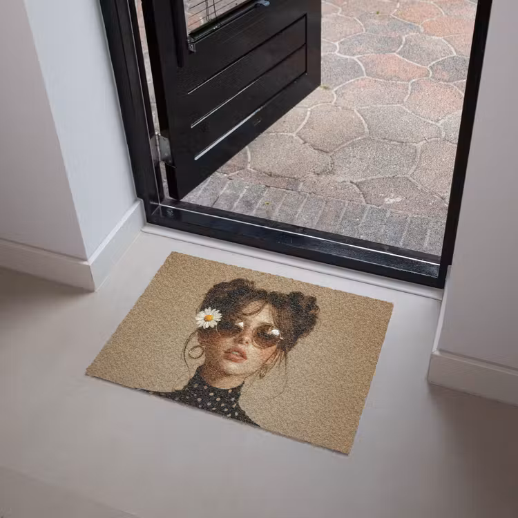 Deurmat - Vrouw - Beige - Bloem - Modern - Portret — 4
