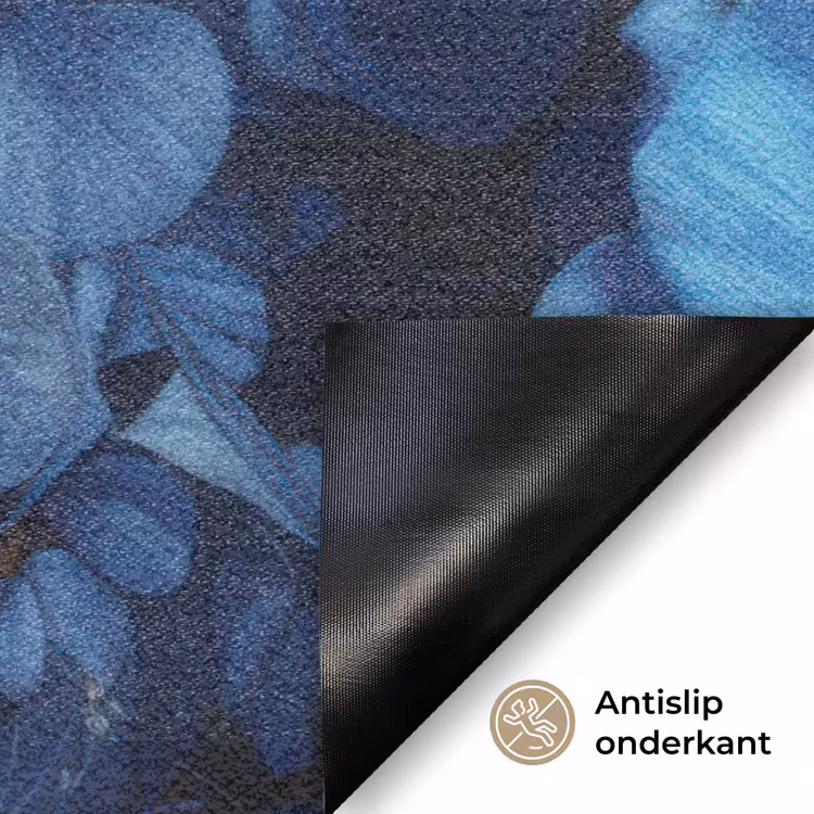 Deurmat - Vrouw - Blauw - Bloemen - Vlinders - Natuur — 6