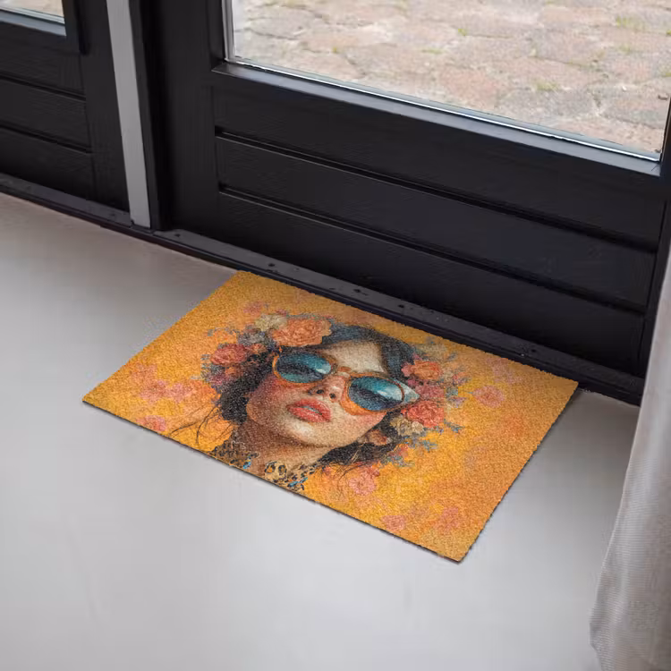 Deurmat - Vrouw - Bloemen - Aesthetic - Oranje — 2