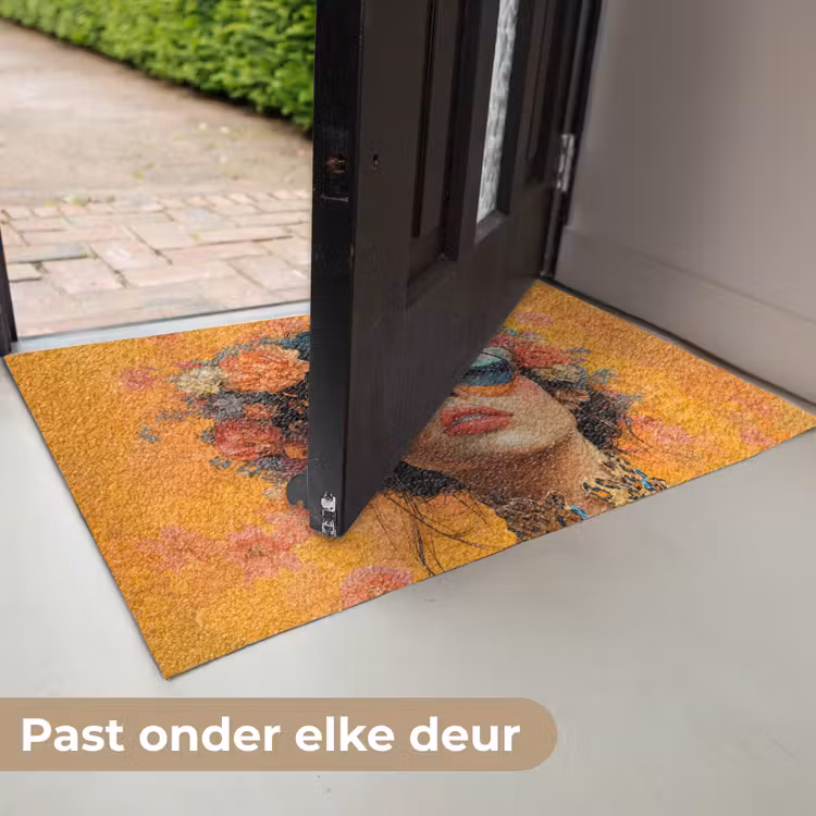 Deurmat - Vrouw - Bloemen - Aesthetic - Oranje — 7
