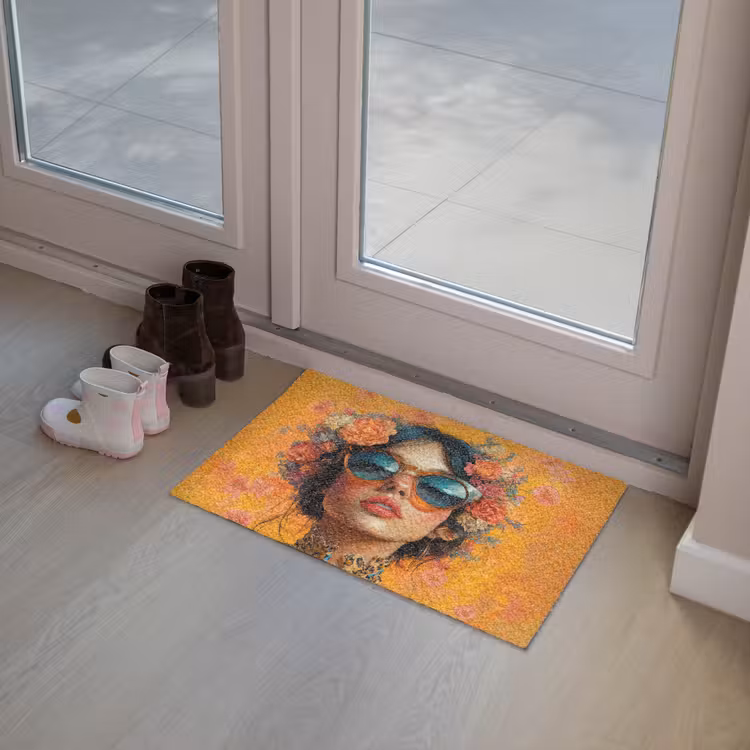 Deurmat - Vrouw - Bloemen - Aesthetic - Oranje — 8