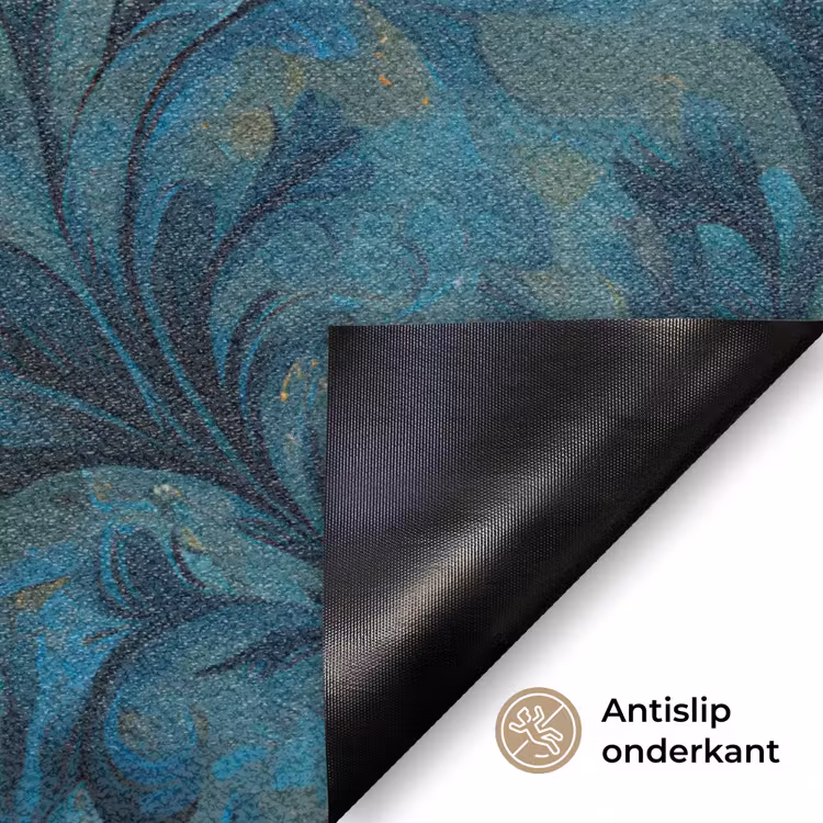 Deurmat - Vrouw - Bloemen - Vlinders - Blauw - Abstract — 6