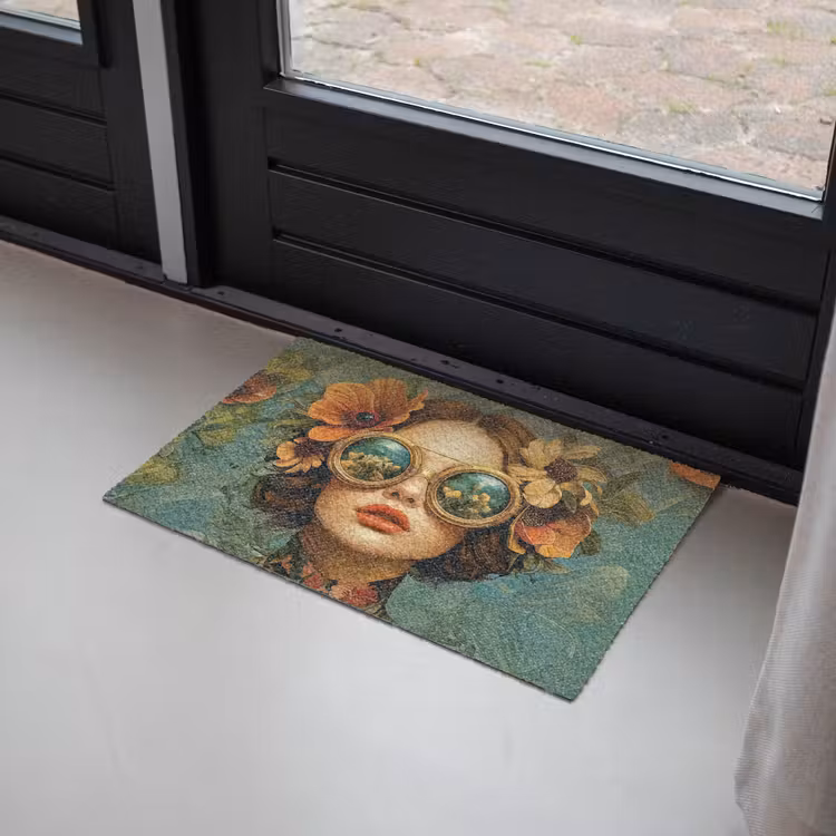 Deurmat - Vrouw - Bloemen - Vlinders - Natuur - Vintage — 2