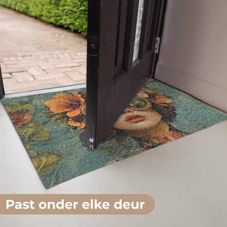 Deurmat - Vrouw - Bloemen - Vlinders - Natuur - Vintage — 7