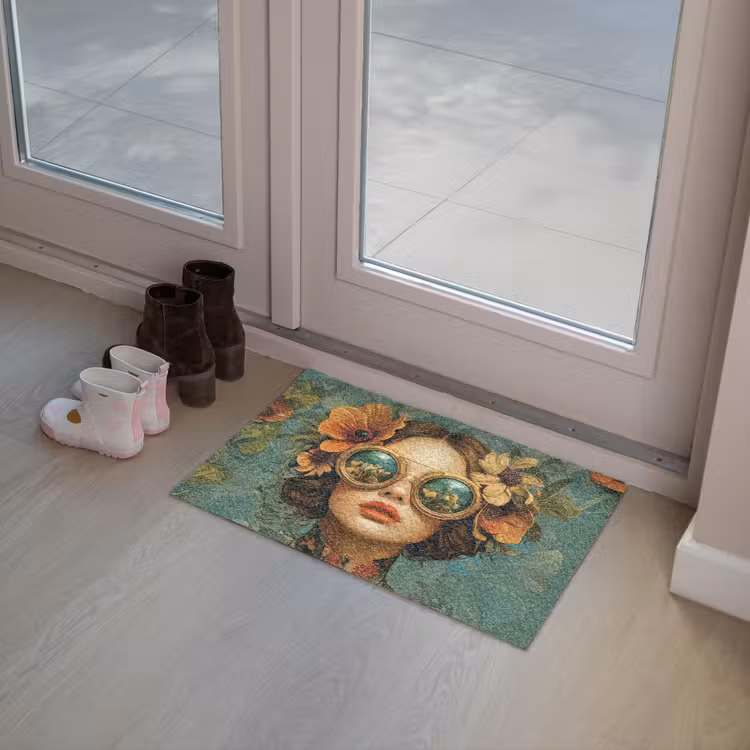 Deurmat - Vrouw - Bloemen - Vlinders - Natuur - Vintage — 8