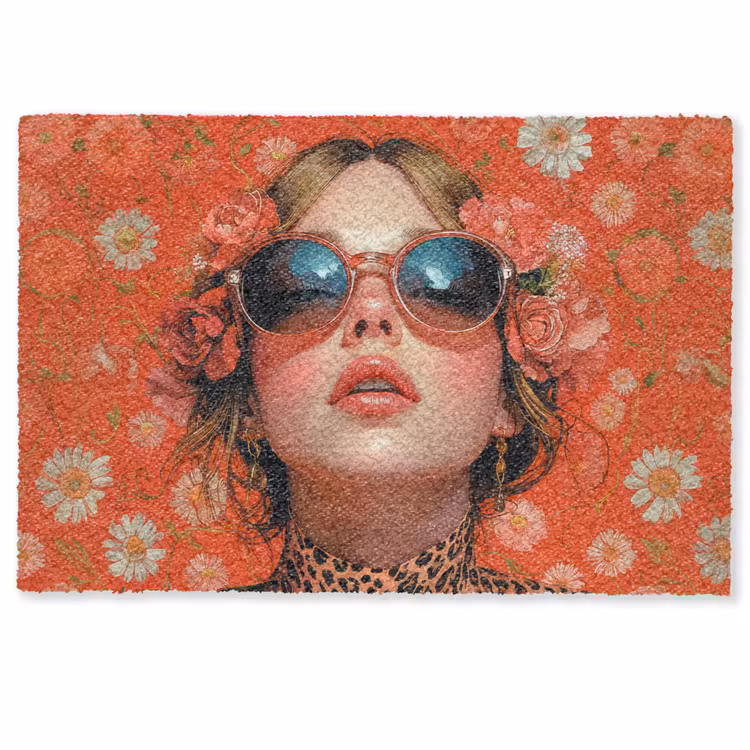 Deurmat - Vrouw - Kleurrijk - Dierenprint - Bloemen — 1