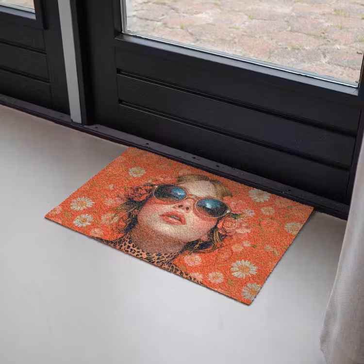 Deurmat - Vrouw - Kleurrijk - Dierenprint - Bloemen — 2