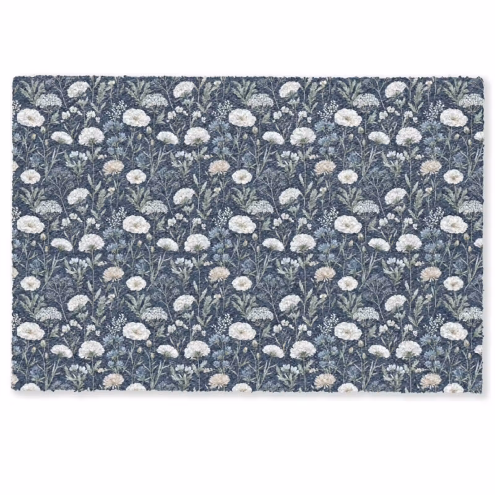 Deurmat - Patroon - Bloemen - Wit - Blauw — 1