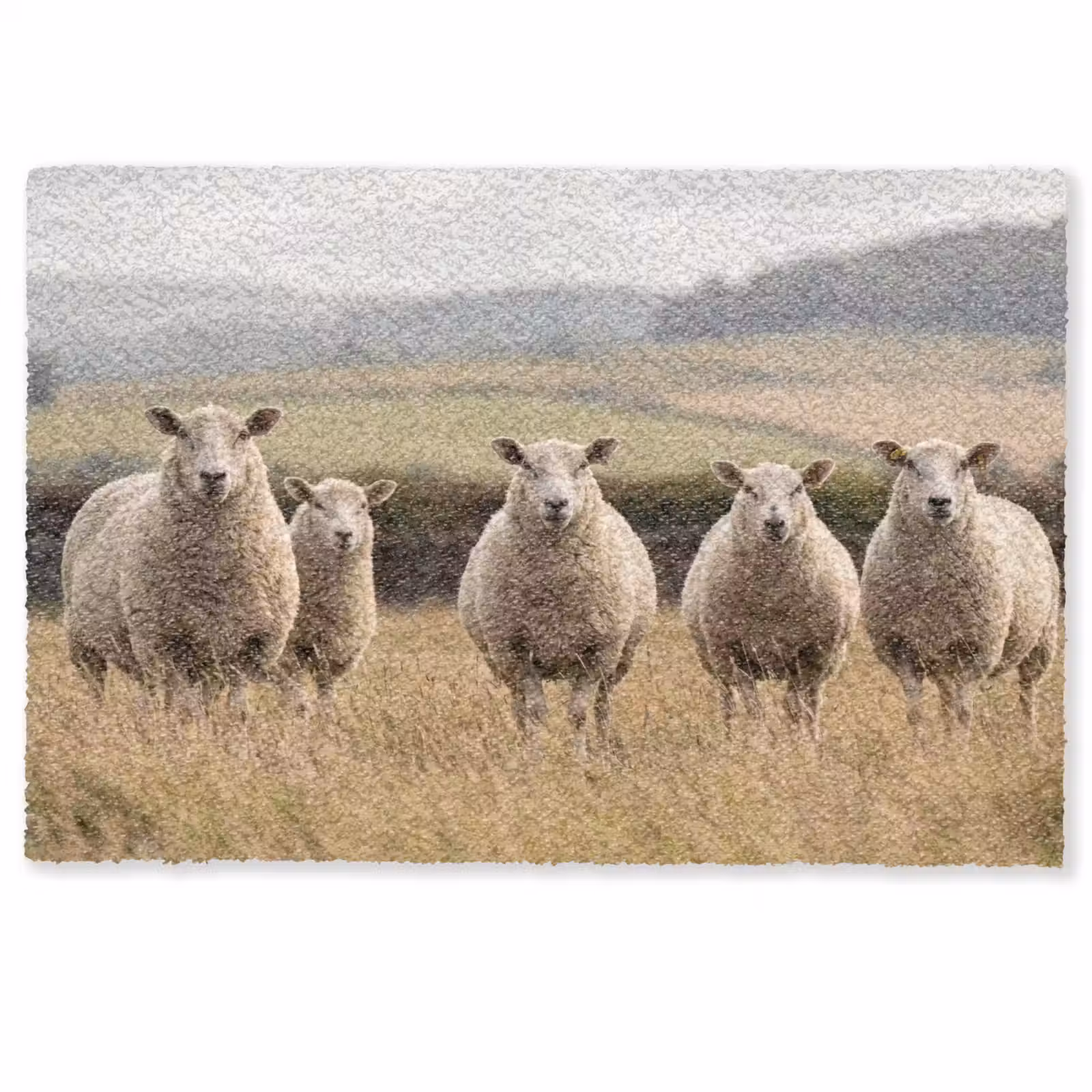 Deurmat - Schapen - Weidenlandschap - Heuvels — 1