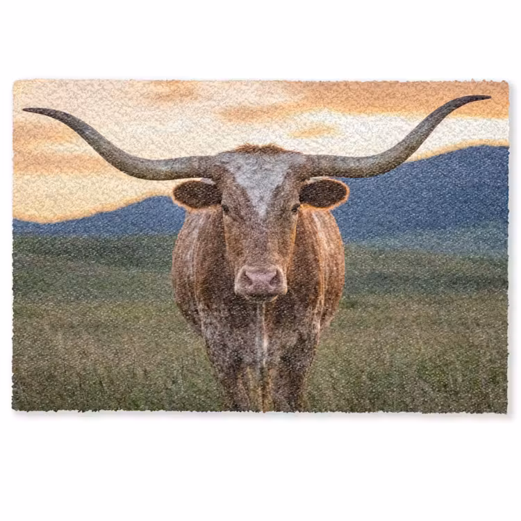 Deurmat - Longhorn - Landschap - Zonsondergang — 1