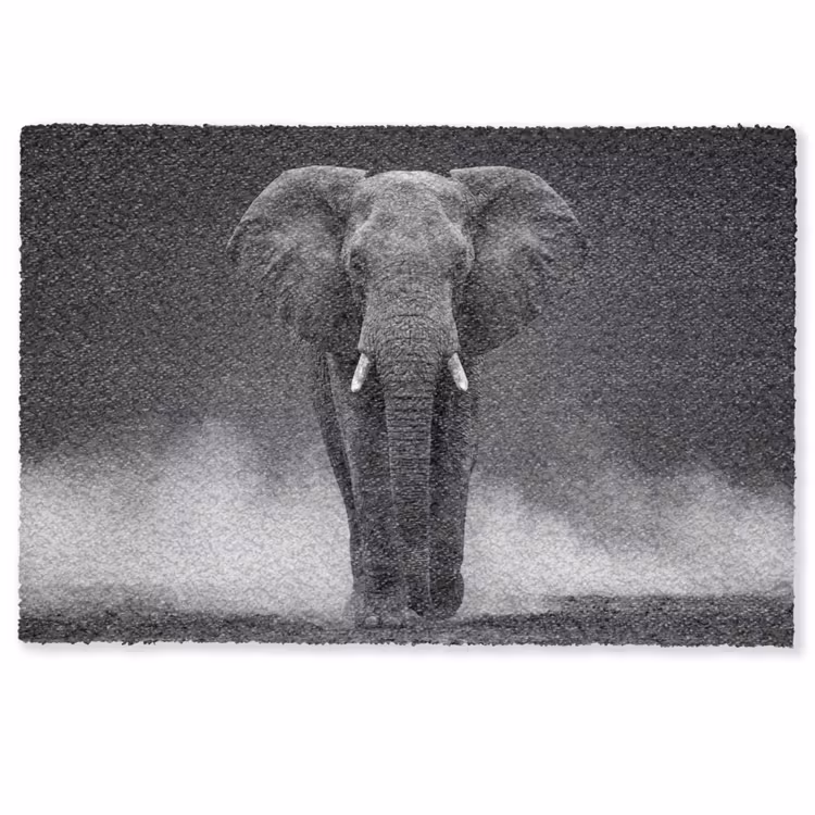 Deurmat - Olifant - Zwart - Wit - Rook — 1