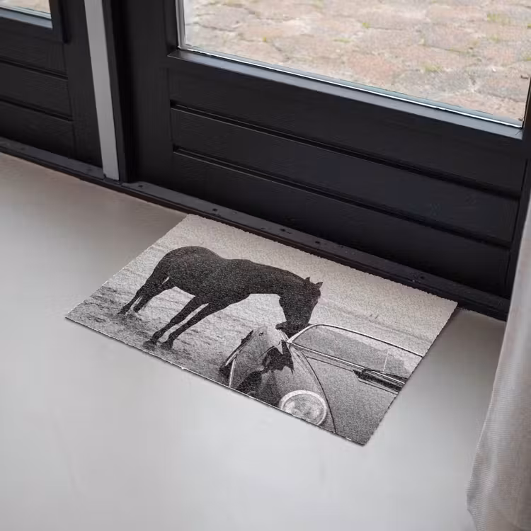 Deurmat - Paard - Auto - Zwart - Wit — 2
