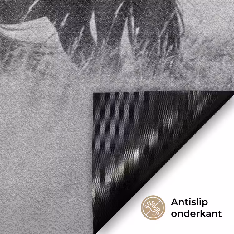Deurmat - Paarden - Gras - Zwart - Wit — 6
