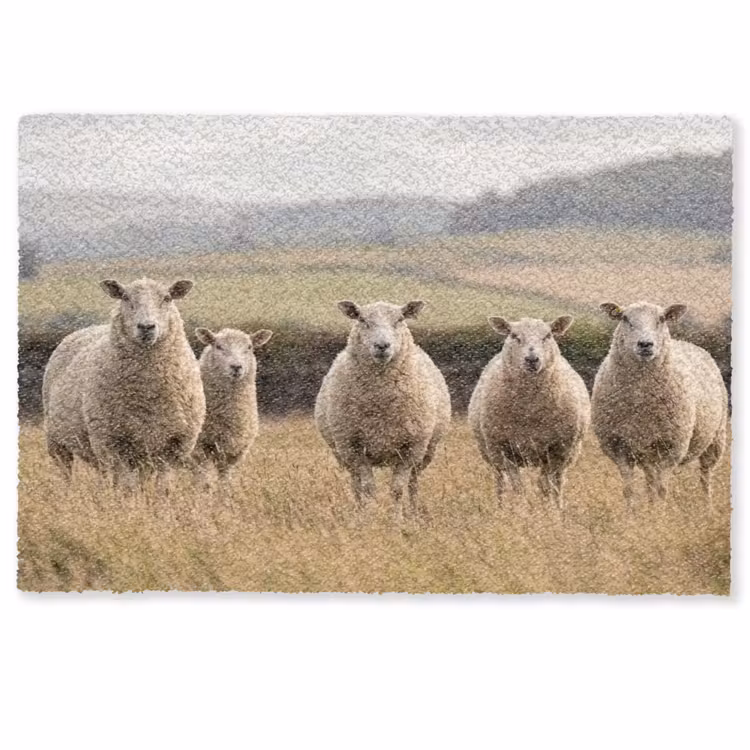 Deurmat - Schapen - Weidenlandschap - Heuvels — 1