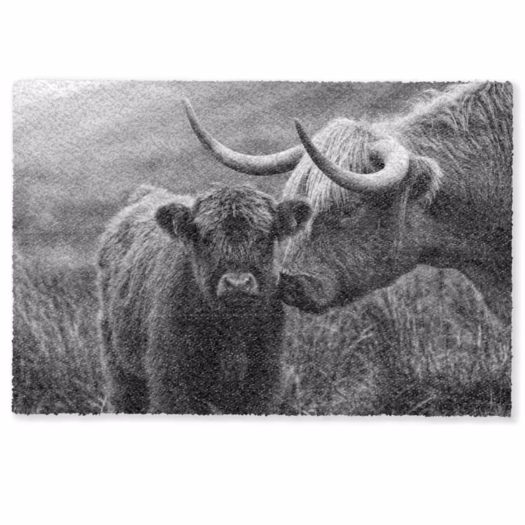 Deurmat - Schotse hooglander - Kalf - Zwart - Wit — 1
