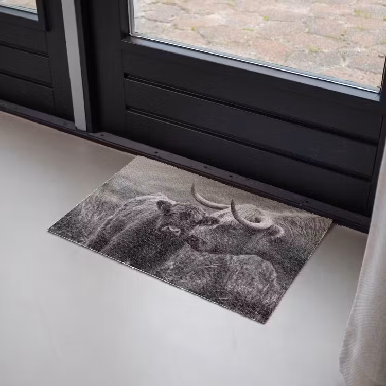 Deurmat - Schotse hooglander - Kalf - Zwart - Wit — 2