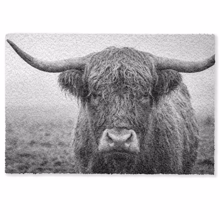 Deurmat - Schotse hooglander - Zwart - Wit - Gras — 1