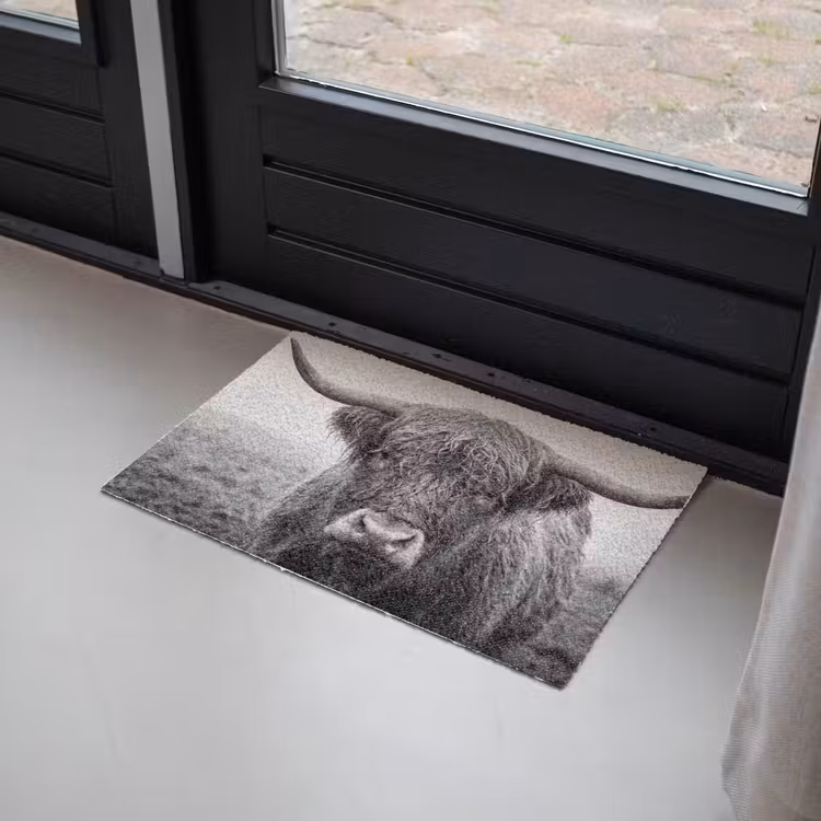 Deurmat - Schotse hooglander - Zwart - Wit - Gras — 2