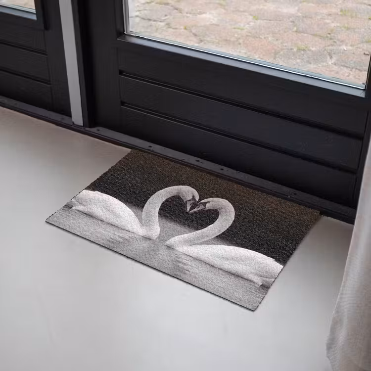 Deurmat - Zwanen - Hart - Zwart - Wit — 2