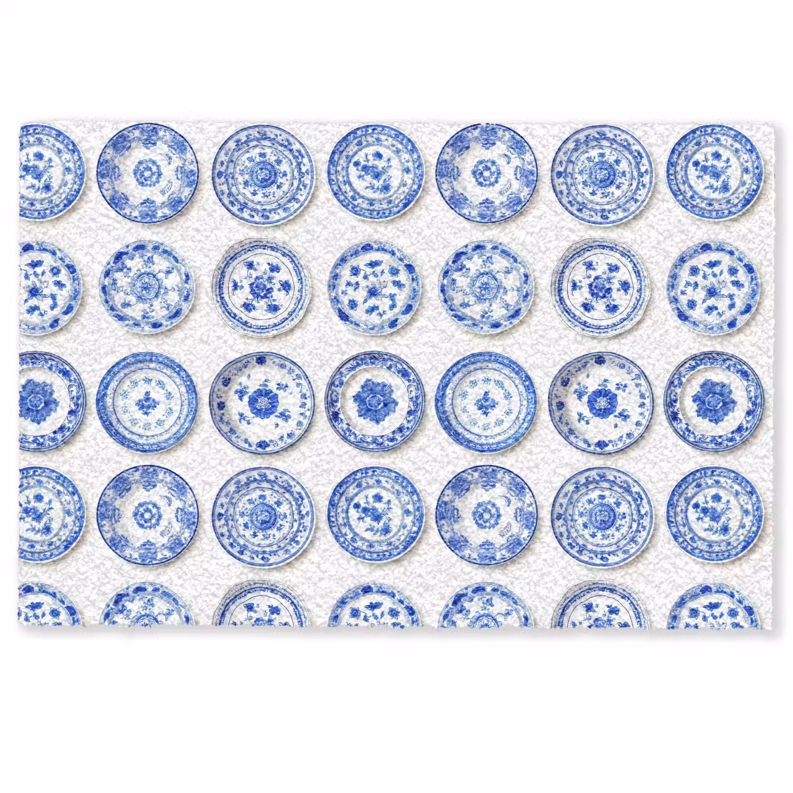 Deurmat - Borden - Bloemen - Patroon - Blauw — 1