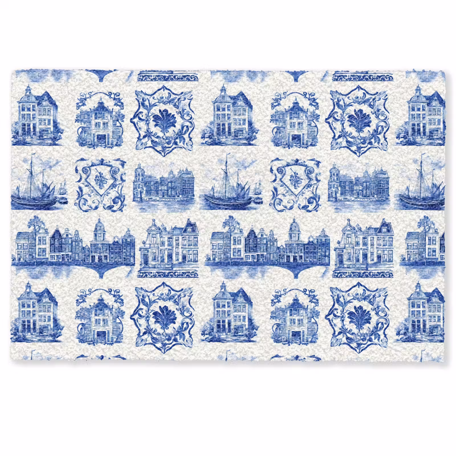 Deurmat - Huizen - Schepen - Blauw — 1