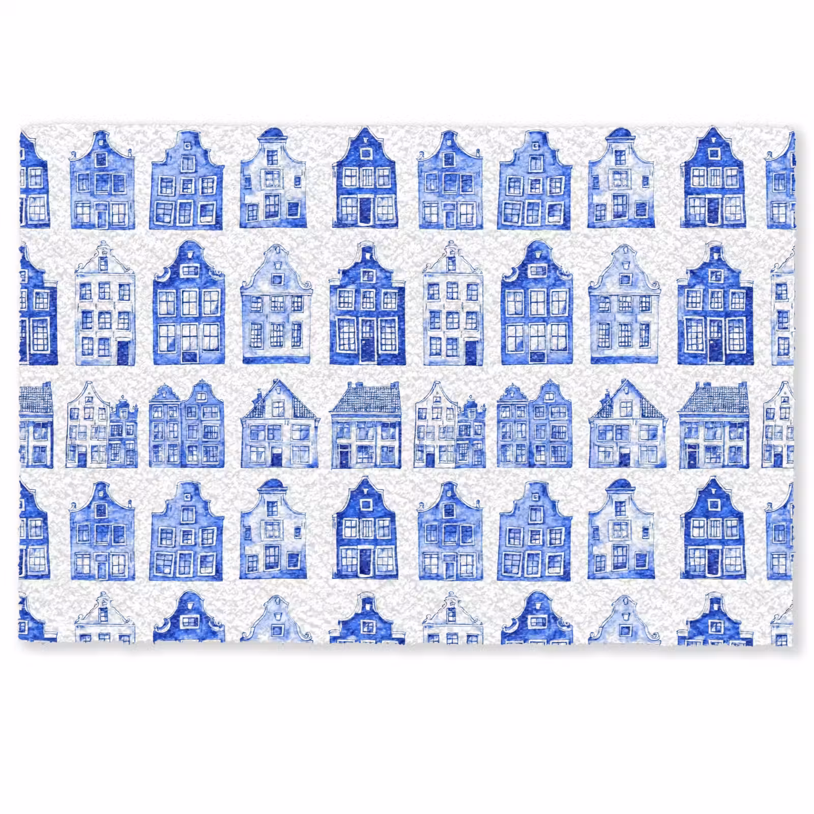 Deurmat - Patroon - Huizen - Blauw — 1
