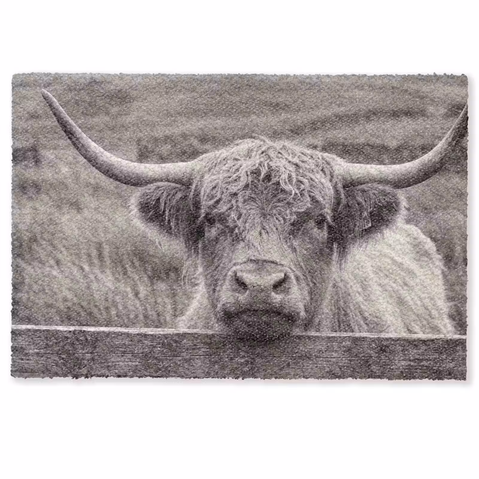 Deurmat - Schotse hooglander - Zwart - Wit - Hout — 1