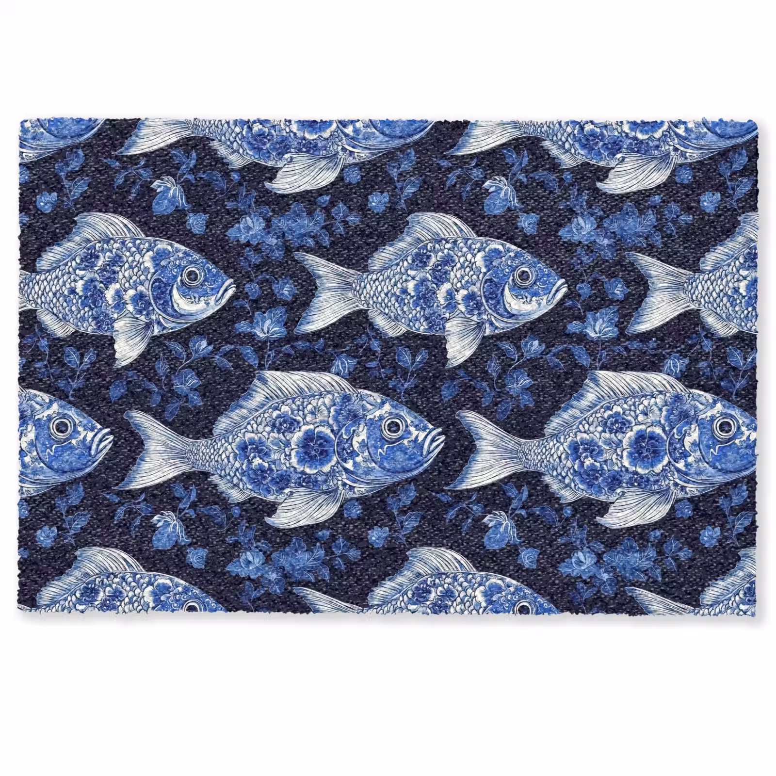 Deurmat - Vissen - Bloemen - Blauw — 1