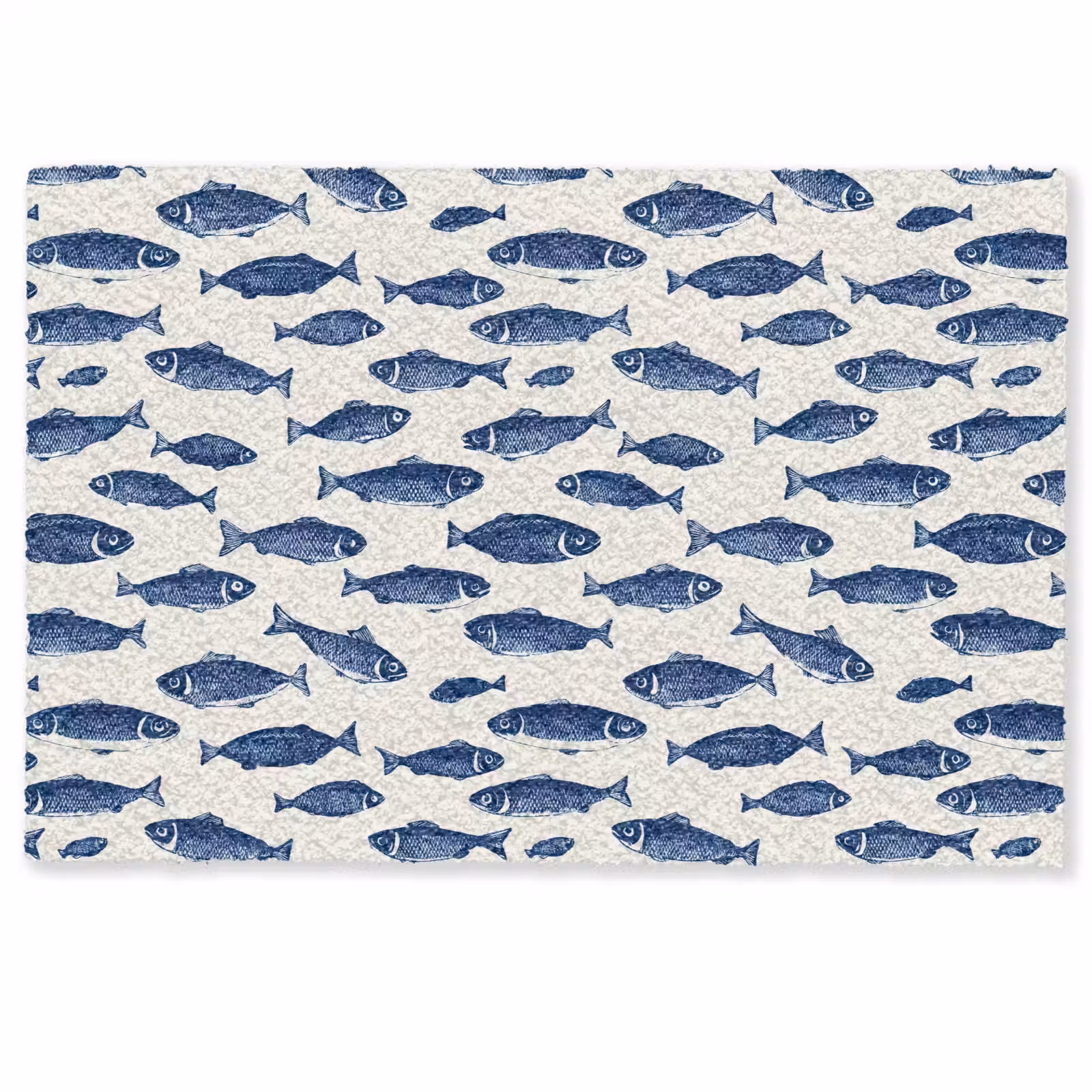 Deurmat - Vissen - Patroon - Blauw - Wit — 1
