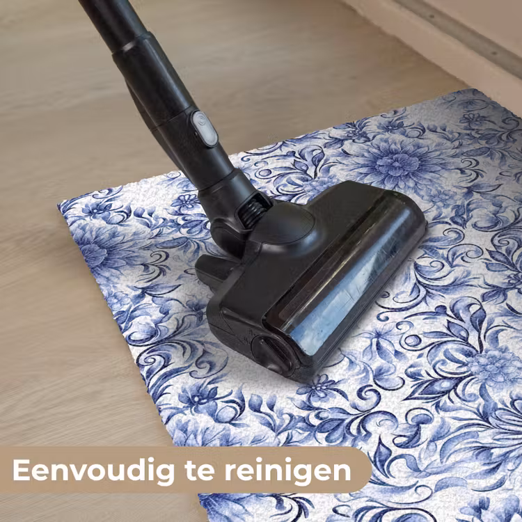 Deurmat - Bloemen - Blauw - Patroon - Wit — 9