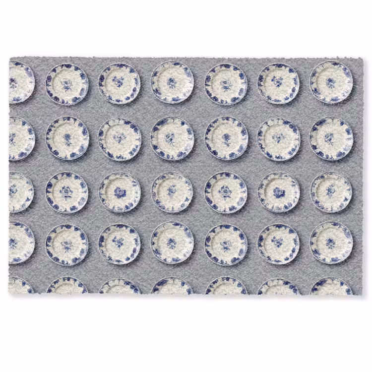 Deurmat - Borden - Bloemen - Blauw - Wit — 1