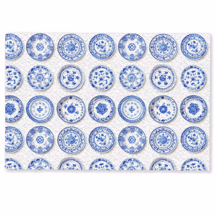 Deurmat - Borden - Bloemen - Patroon - Blauw — 1