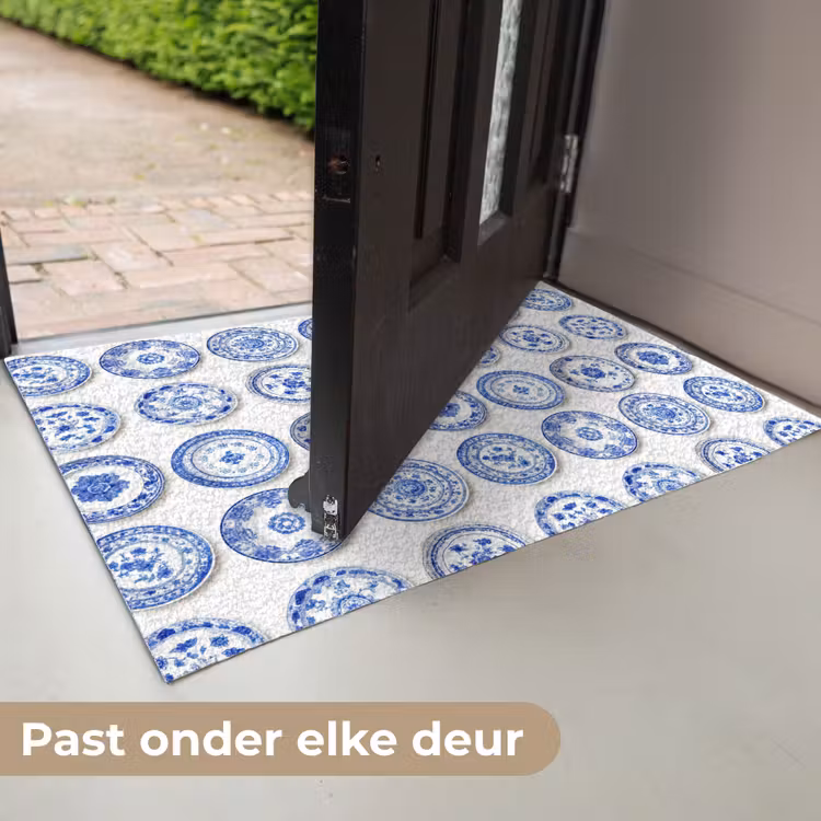 Deurmat - Borden - Bloemen - Patroon - Blauw — 7