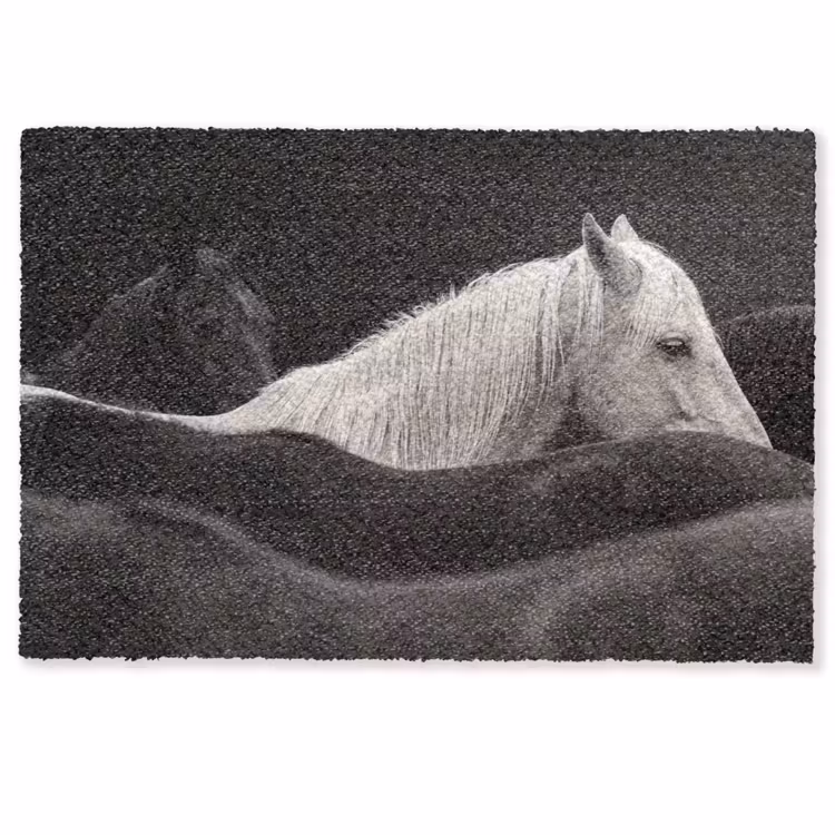Deurmat - Paarden - Zwart - Wit - Kudde — 1