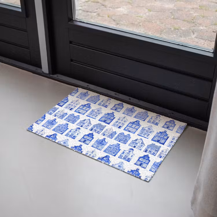 Deurmat - Patroon - Huizen - Blauw — 2