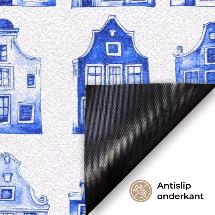 Deurmat - Patroon - Huizen - Blauw — 6