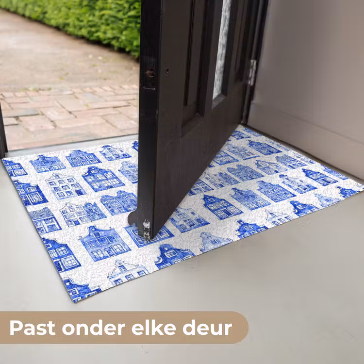 Deurmat - Patroon - Huizen - Blauw — 7