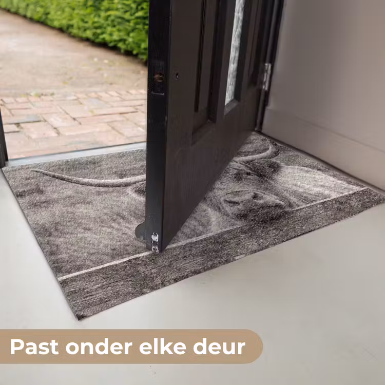 Deurmat - Schotse hooglander - Zwart - Wit - Hout — 7