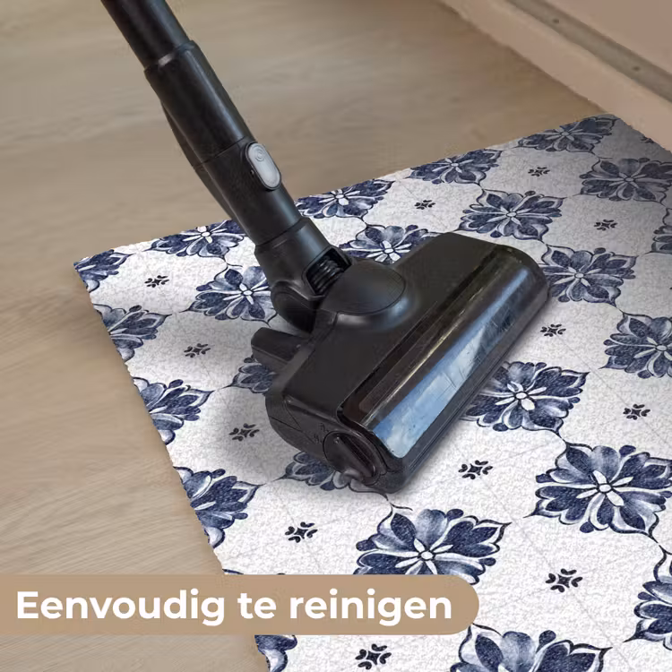 Deurmat - Tegelmotief - Blauw - Wit - Bloem — 9