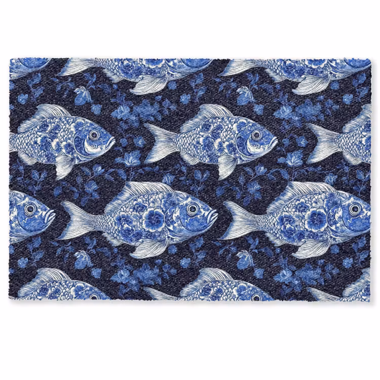 Deurmat - Vissen - Bloemen - Blauw — 1