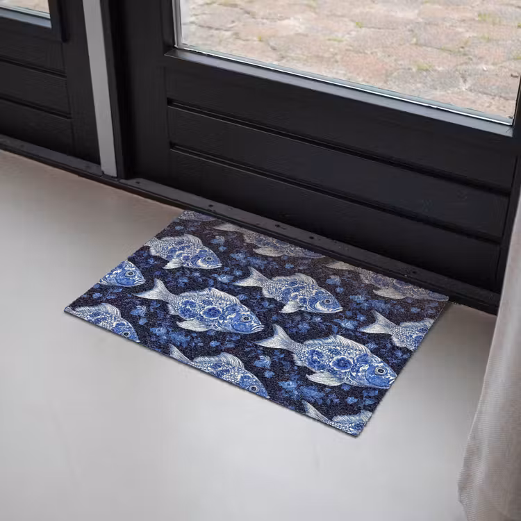 Deurmat - Vissen - Bloemen - Blauw — 2
