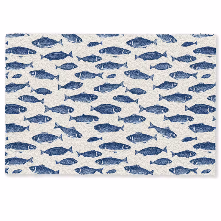Deurmat - Vissen - Patroon - Blauw - Wit — 1